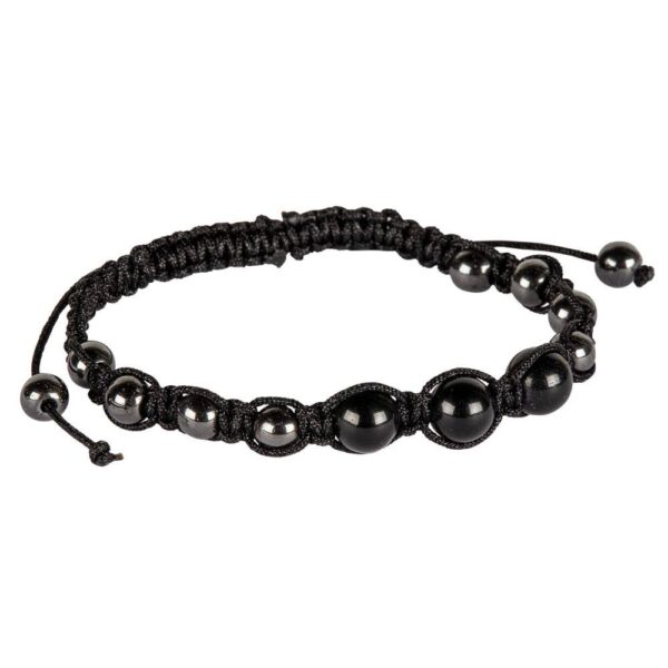 Adjustable Hematite Crystal & Gemstone Beaded Bracelets - BLACK TOURMALINE