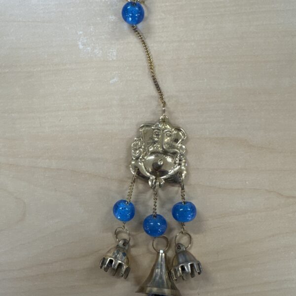 Ganesh Brass Bell Chime With Blue Beads