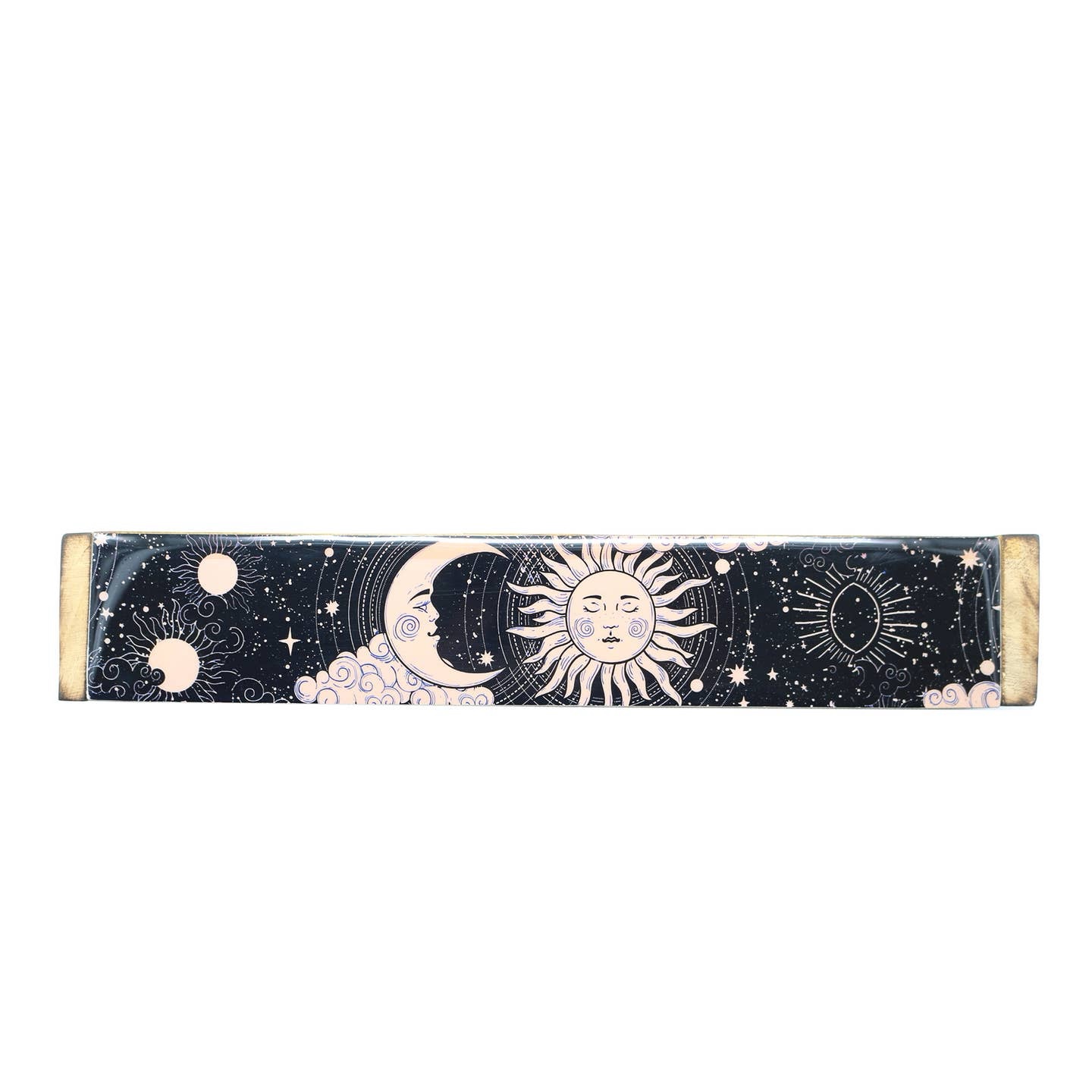 Wooden Incense Burner Box - Sun & Moon (Pink) - Image 2