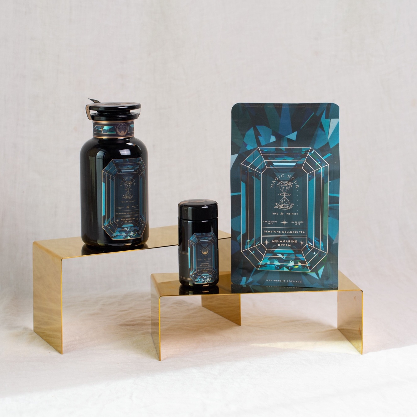Aquamarine Dream - Soothing Herbal Ayurvedic Adrenal Tonic - Violet Glass Traveler Jar (10-15 Cups) - Image 3