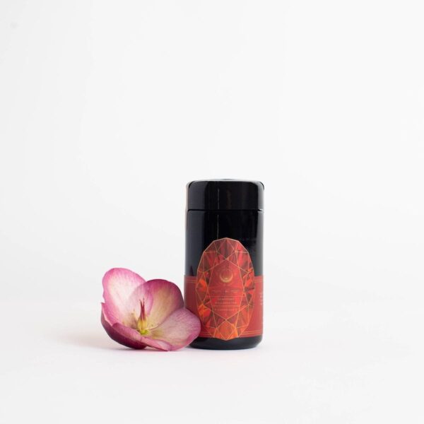 Carnelian : Caffeine-Free Apricot Amaretto Tea - Violet Glass Traveler Jar with 1oz Loose Leaf Tea (10-15 Cups)