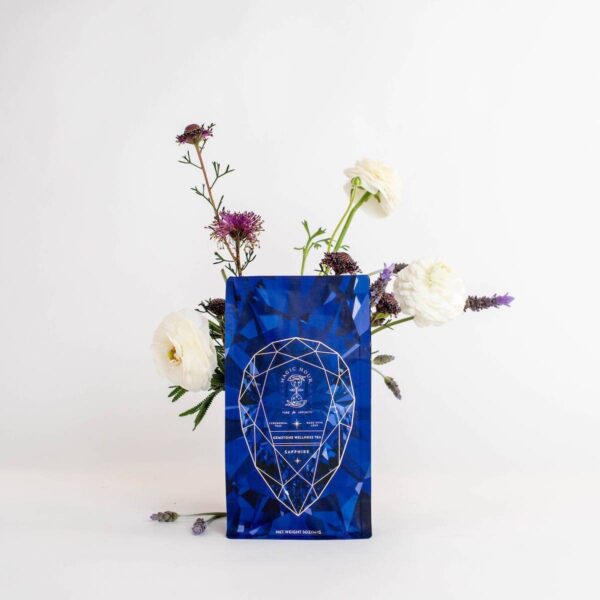 Sapphire: Apple-Plum-Spice White Tea for Self-Expression - Luxe Pouch with 5oz loose leaf tea (65 Cups)