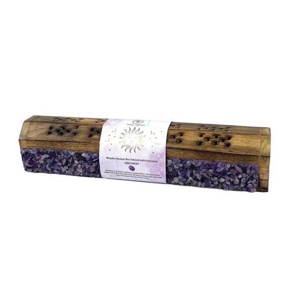 Amethyst Elements Crystal Wooden Coffin Box