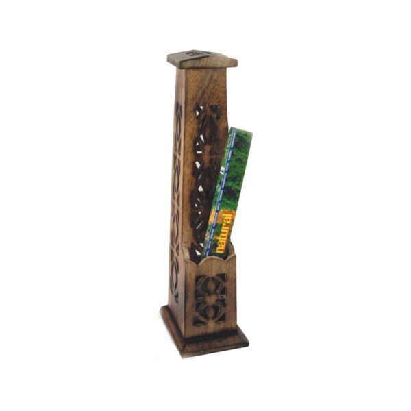 Hand Carved Wooden Incense Burner Tower - Style B