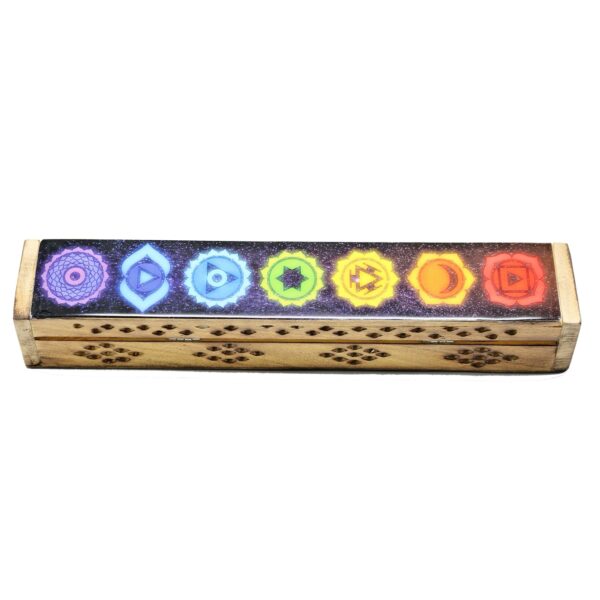 Wooden Incense Burner Box - 7 Chakras Celestial