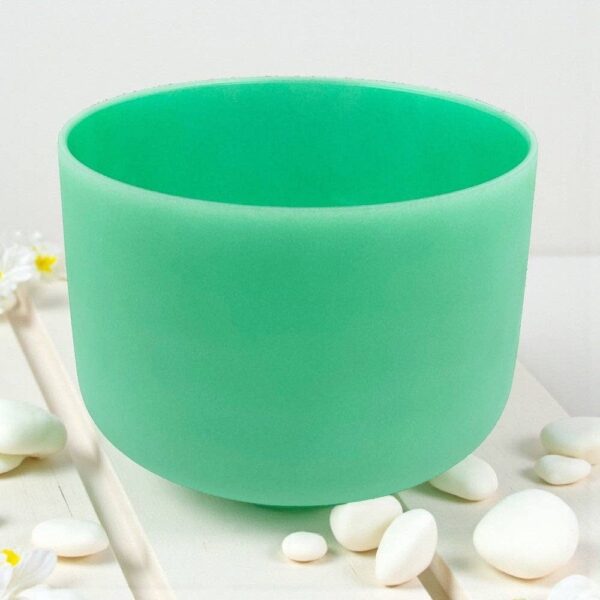 Crystal Singing Bowl - Green/Heart, 10", Note F