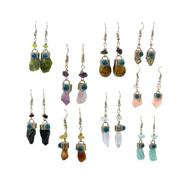 Earring - Dangle Raw Stone, Assorted