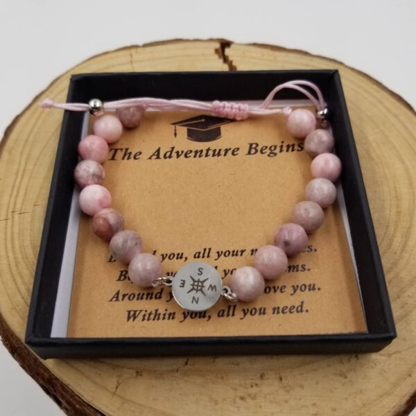 Graduation Compass Natural Stone Bracelet With Gift Box