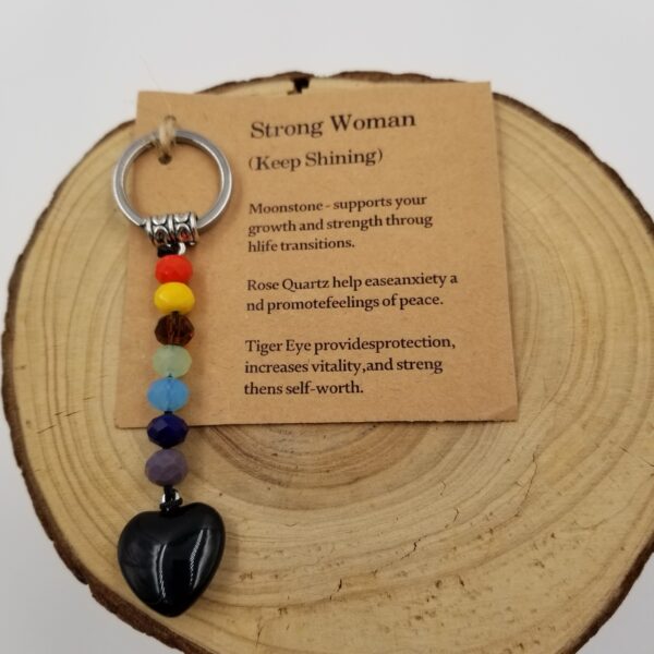 Chakra Heart Strong Women Keychain - Black