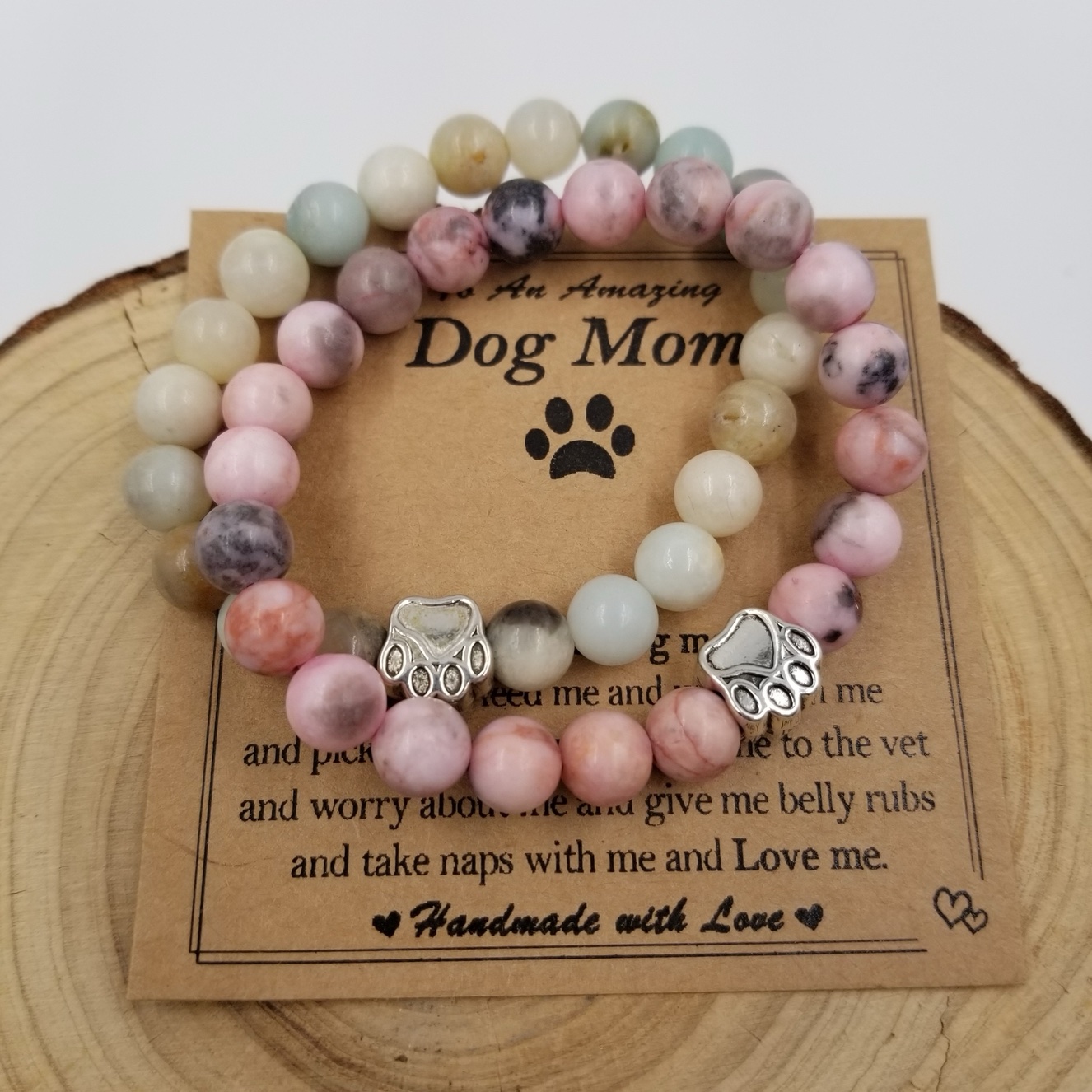Dog Mom Bracelet With Card - Pink - Image 3