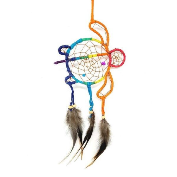 3"+ Turtle Multi-Colored Suede Dreamcatcher With Feathers