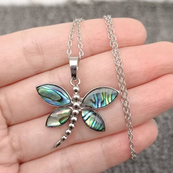 Abalone Shell Dragonfly Charm Pendant