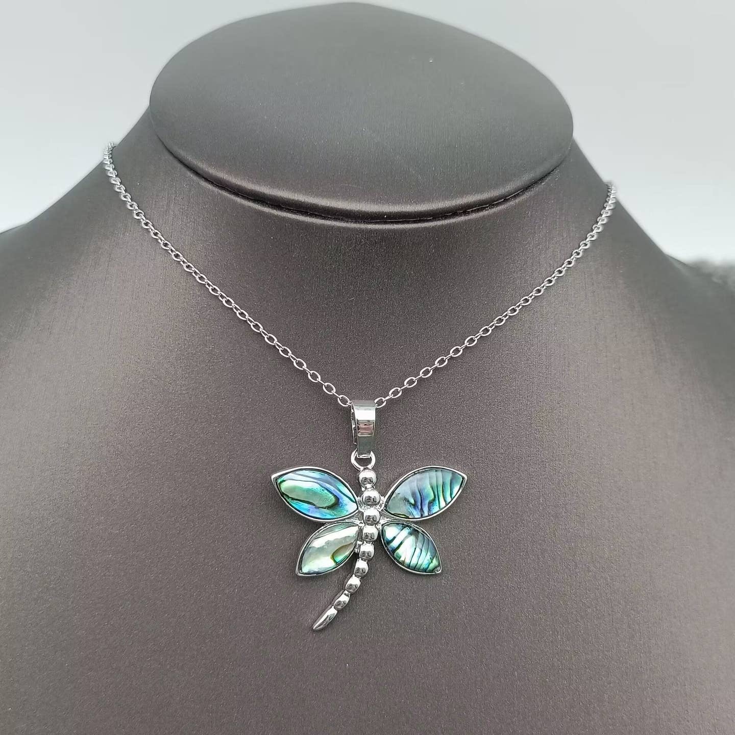 Abalone Shell Dragonfly Charm Pendant - Image 2