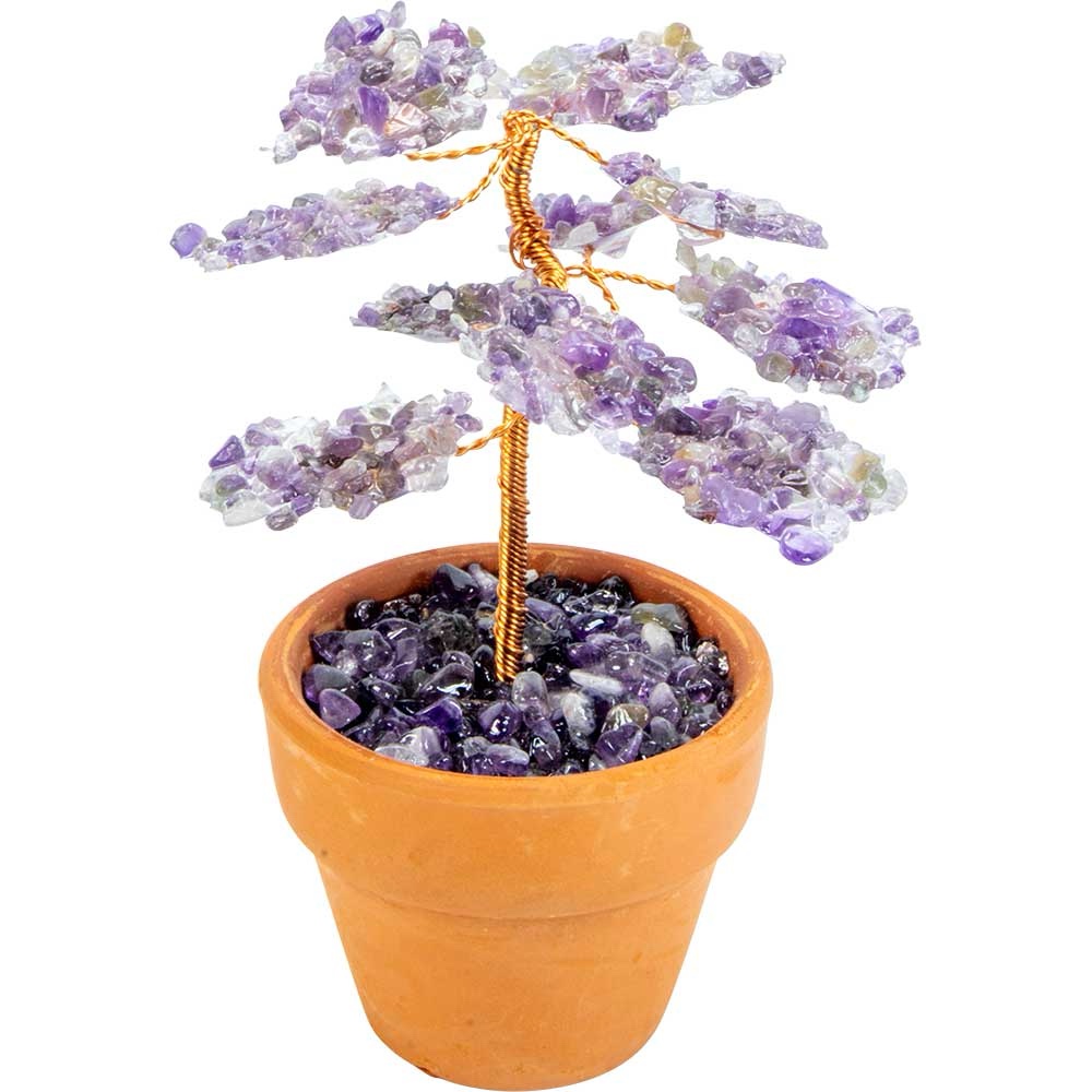 Gemstone Bonsai Tree In Terracotta Pot - Amethyst - Image 2