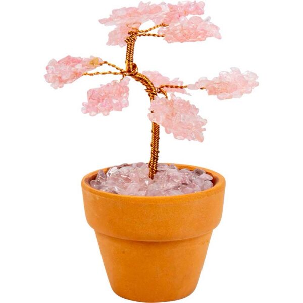 Gemstone Bonsai Tree In Terracotta Pot - Rose Quartz