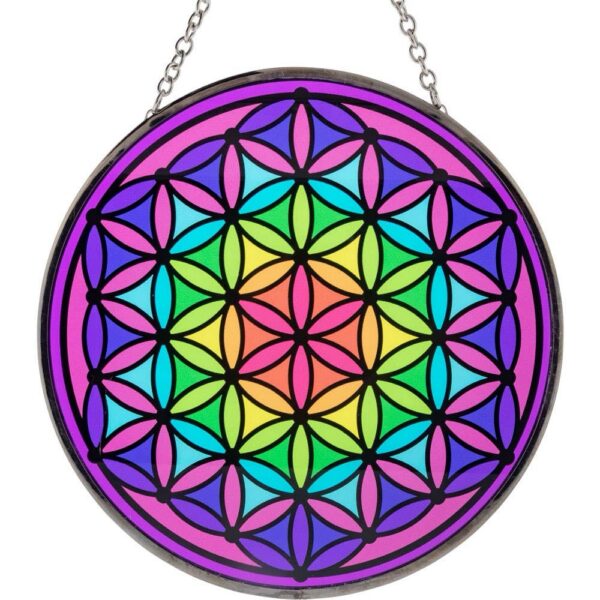 Glass Suncatcher 6in - Flower of Life