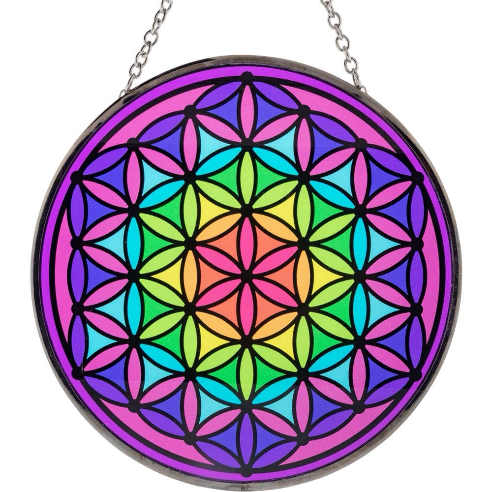 Glass Suncatcher 6in - Flower of Life