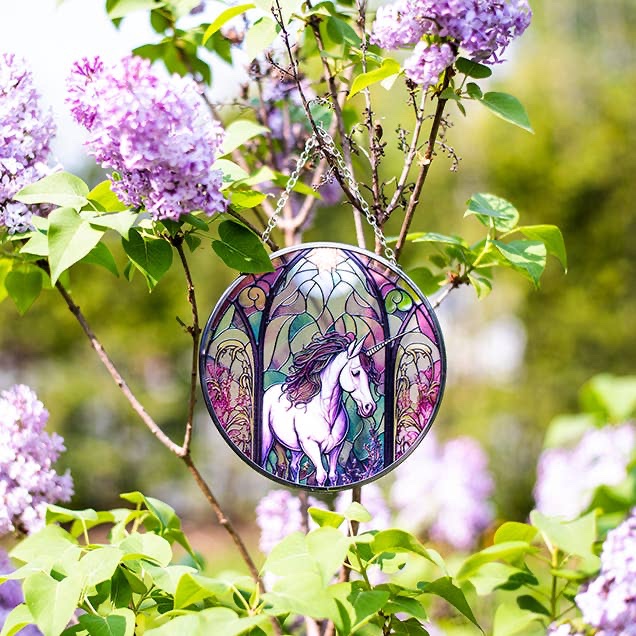 Glass Suncatcher 6in - Mythical Unicorn - Image 2