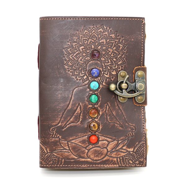 Blank Leather Journal - Embossed 7 Chakras (5 x 7 in.)